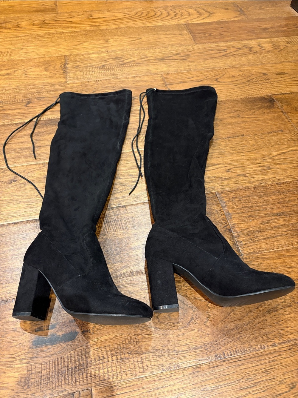 Steve Madden Black Suede Over-the-Knee Block Heel Boots